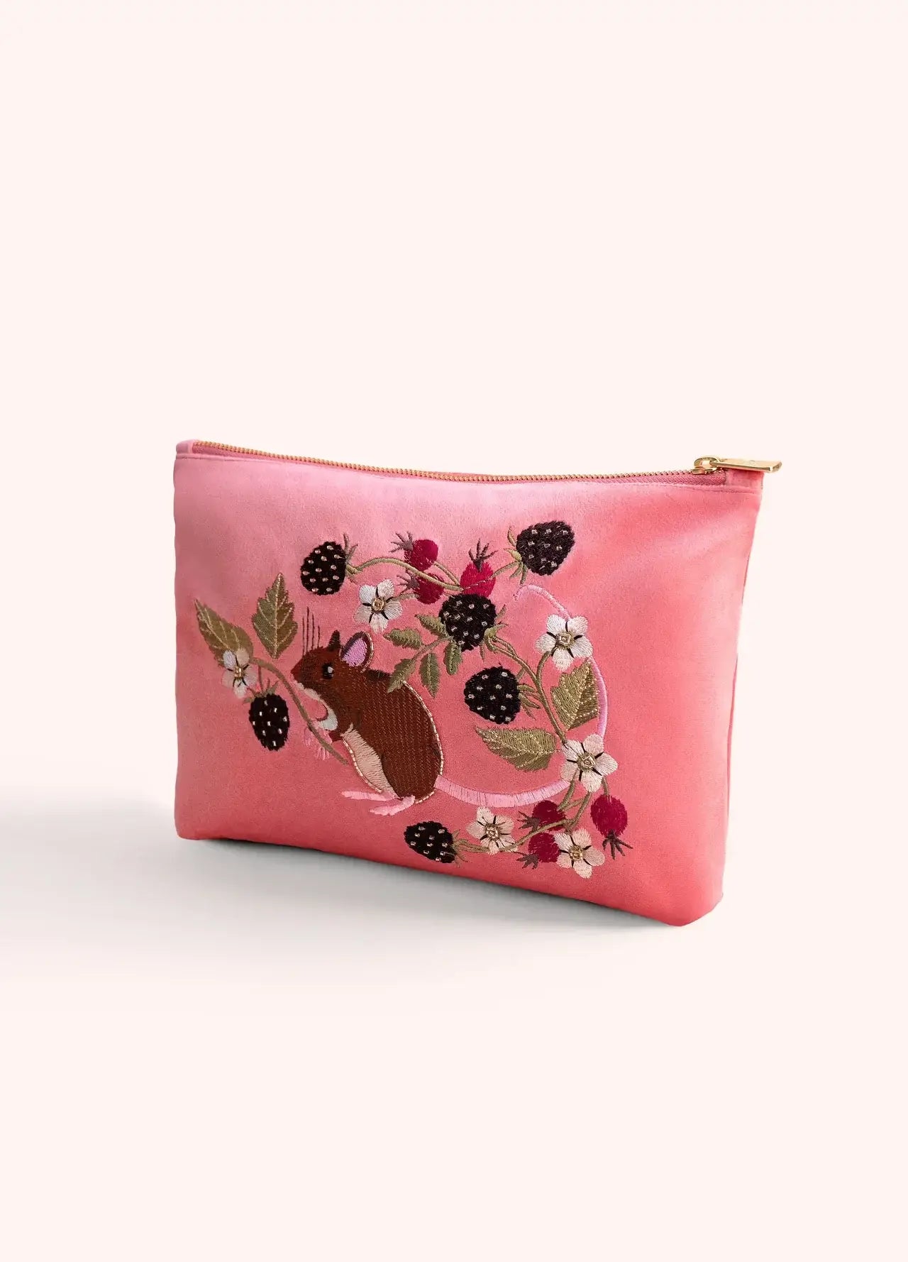 Powder Design Embroidered Zip Pouch - Mouse