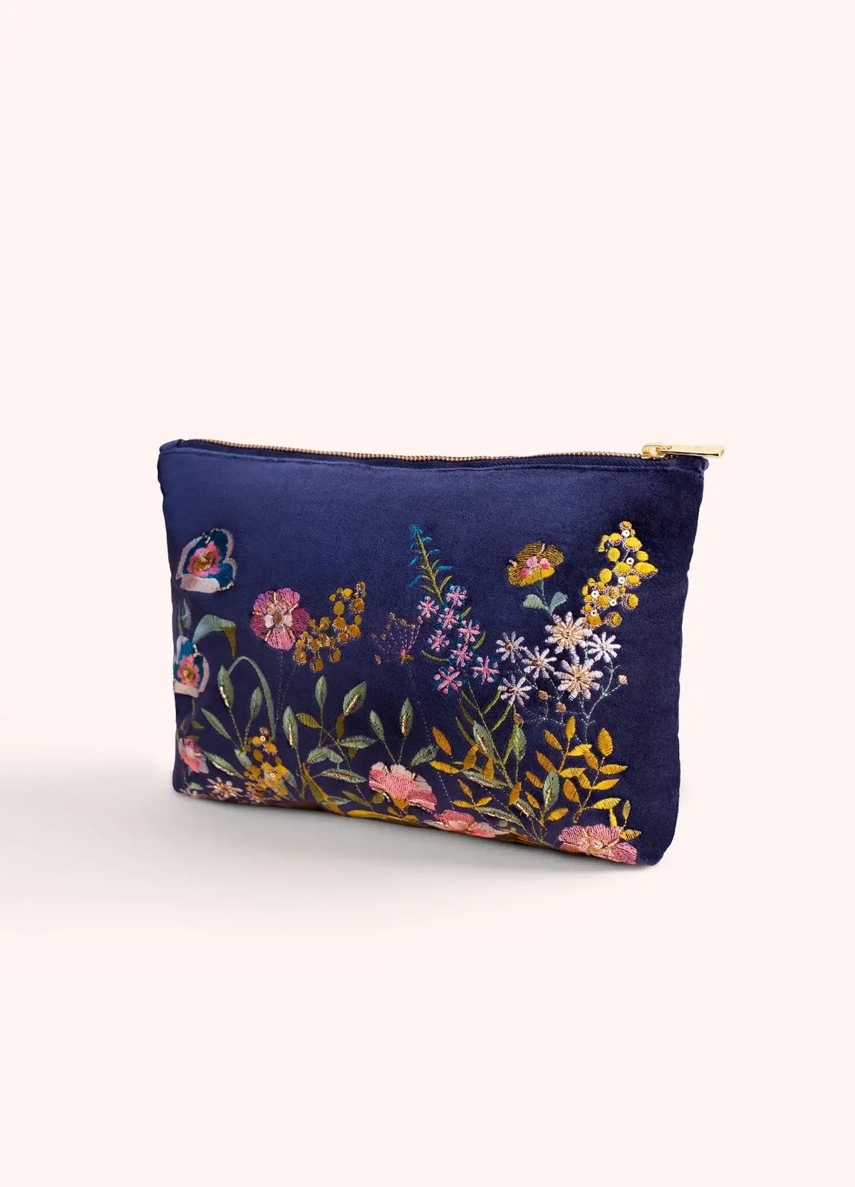 Powder Design Embroidered Zip Pouch - Navy Hedgerow