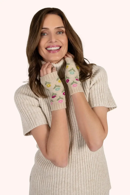 Powder Design Wrist Warmers - Willow Ditsy Flower, Cream