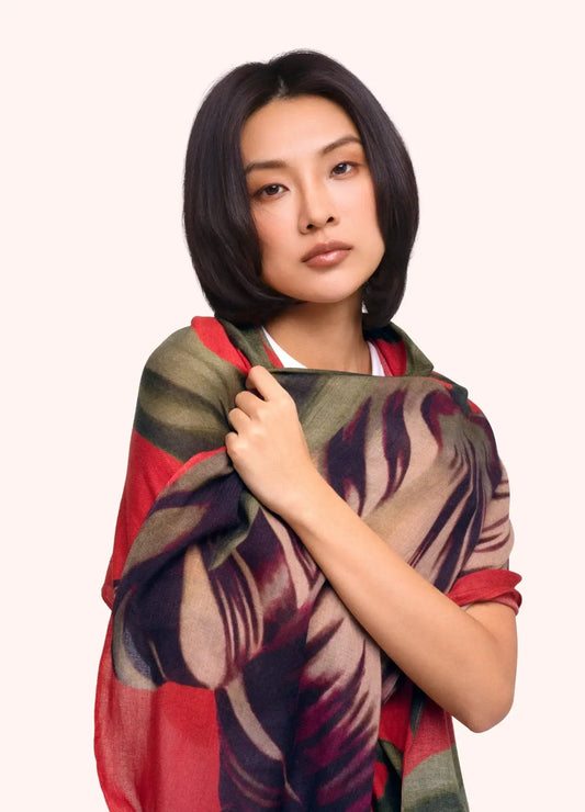 Powder Design Wool Wrap Scarf - Tulip