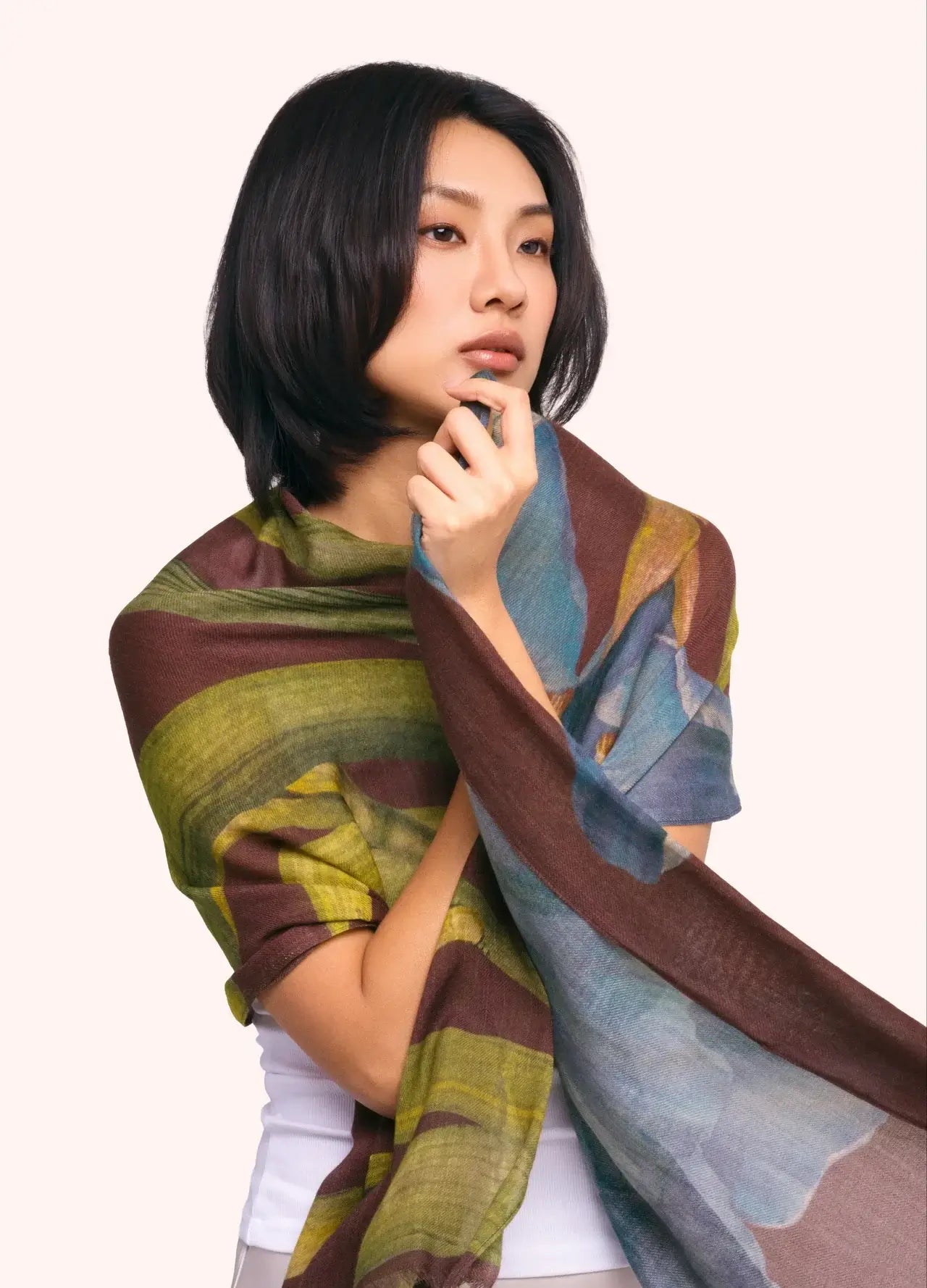 Powder Design Wool Wrap Scarf - Iris