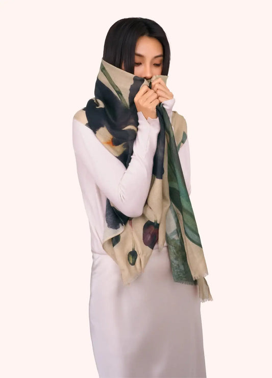 Powder Design Wool Wrap Scarf - Midnight Orchid