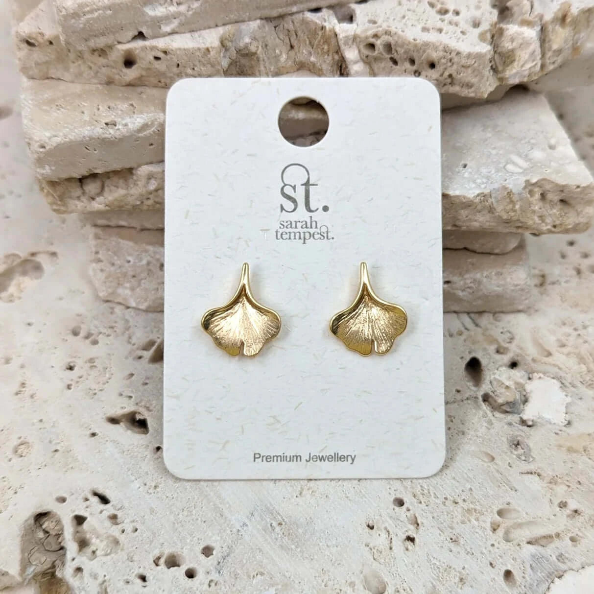 Ginko leaf earrings - gold