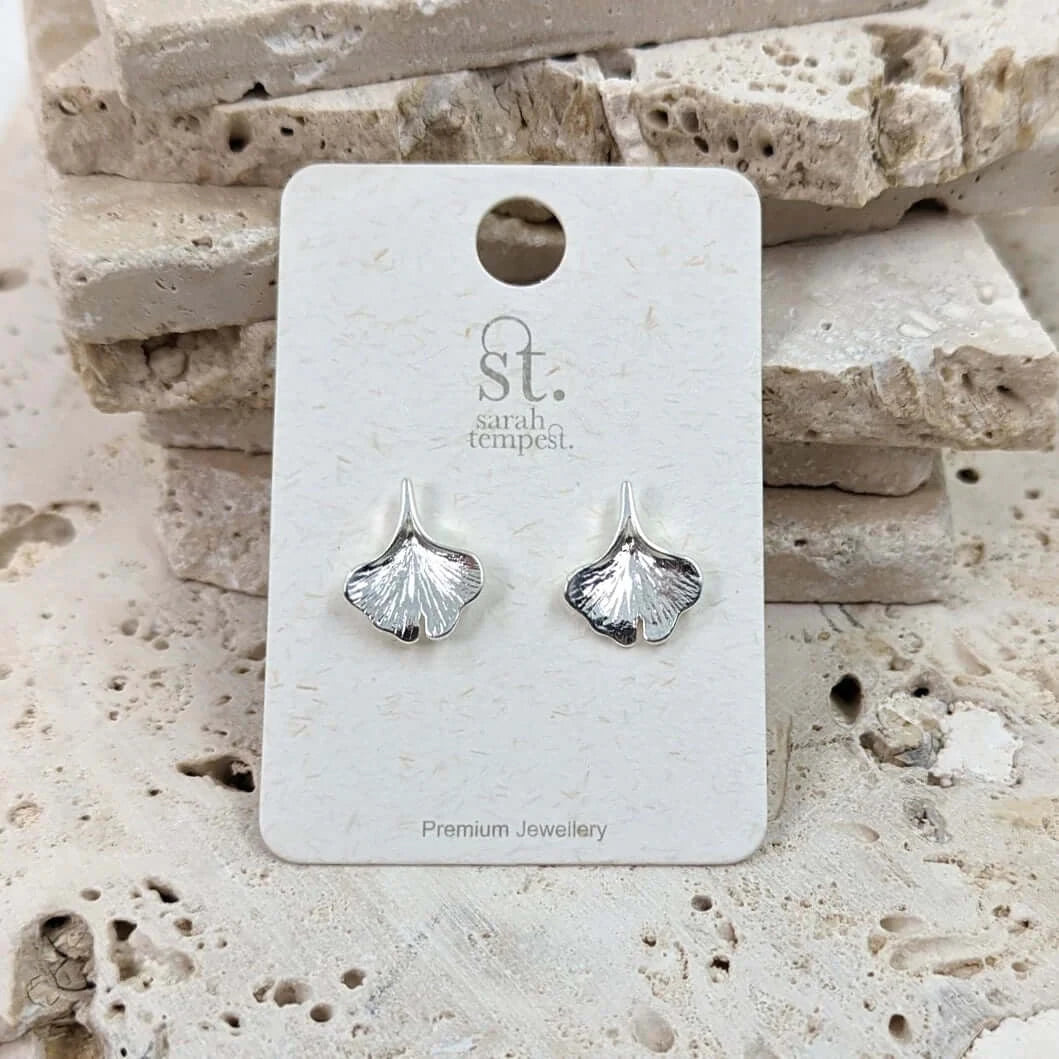 Ginko leaf earrings - silver