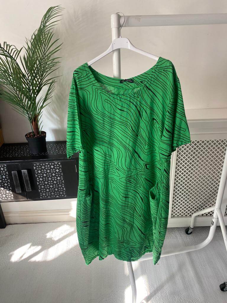 Swirl Print Linen Ladies Tunic Dress
