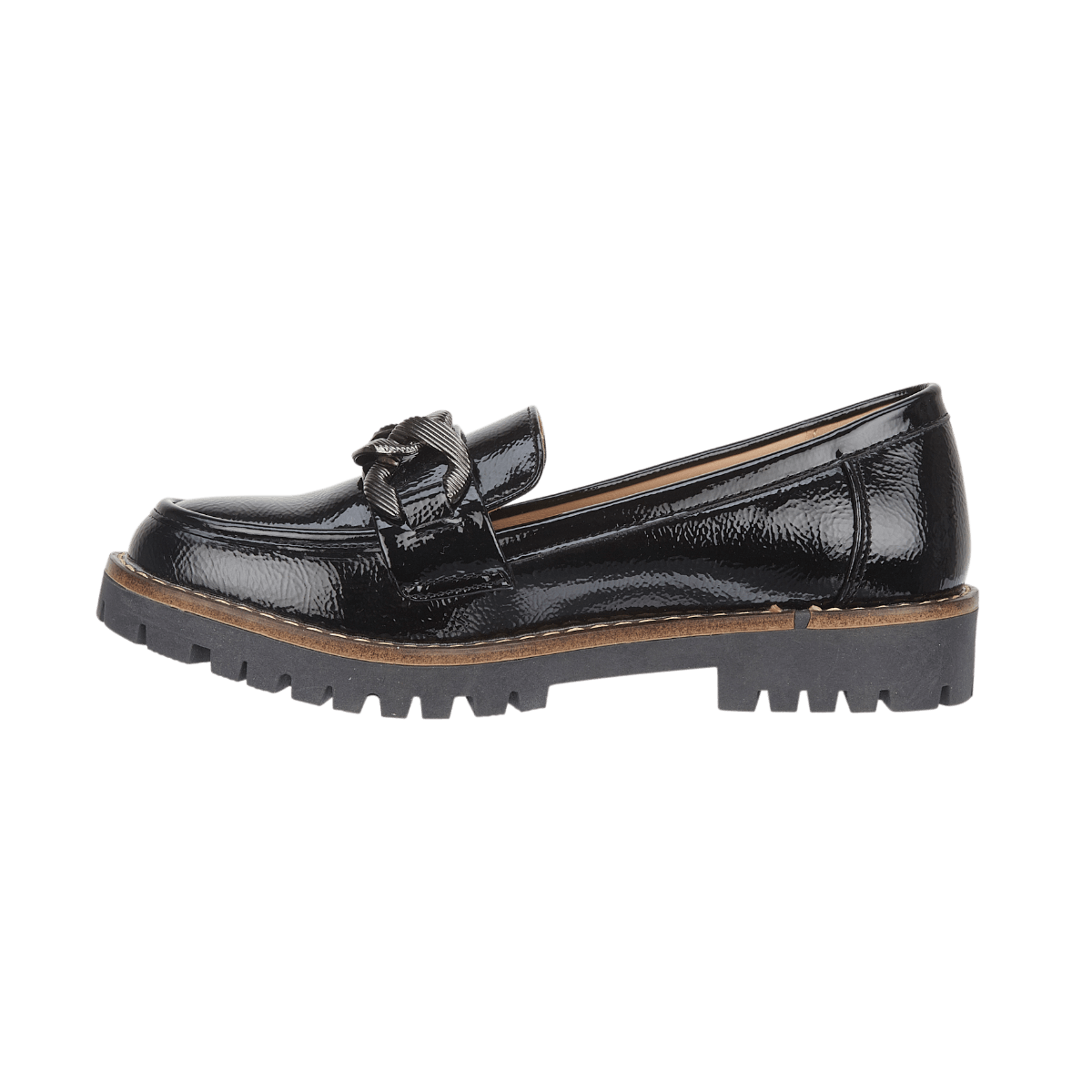 Adeline Black Crinkle Chunky Loafer