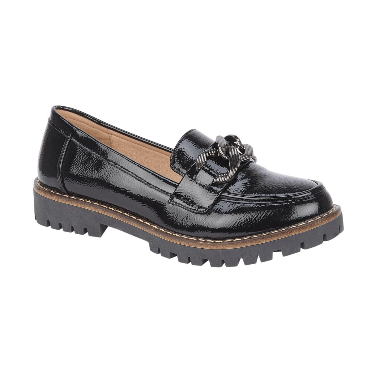 Adeline Black Crinkle Chunky Loafer