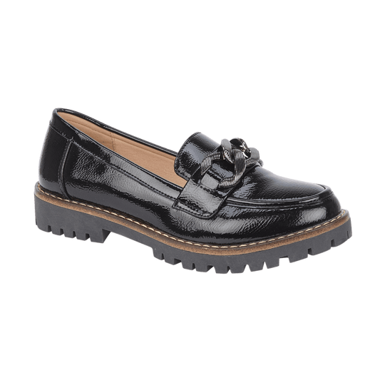Adeline Black Crinkle Chunky Loafer