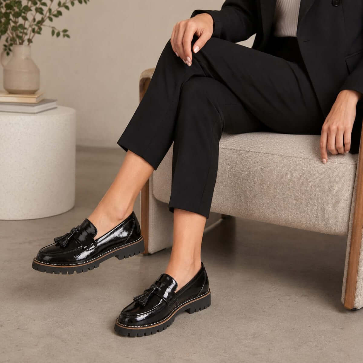 Shoes by Emma - Aurabelle Black Crinkle Patent Ladies Shoe
