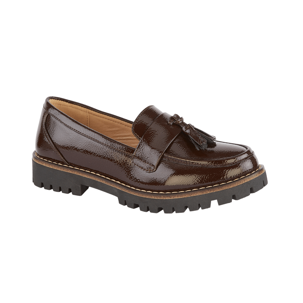 Shoes by Emma - Aurabelle Brown Crinkle Patent Ladies Shoe