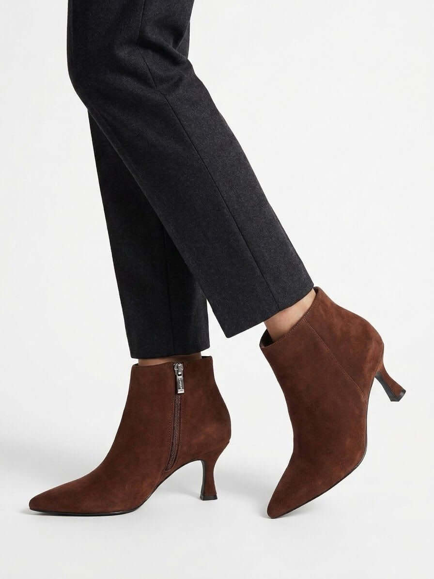 Faux Suede Heeled Stiletto Boot