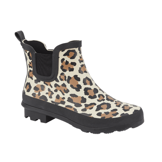 Ladies Leopard Short Wellington Boot