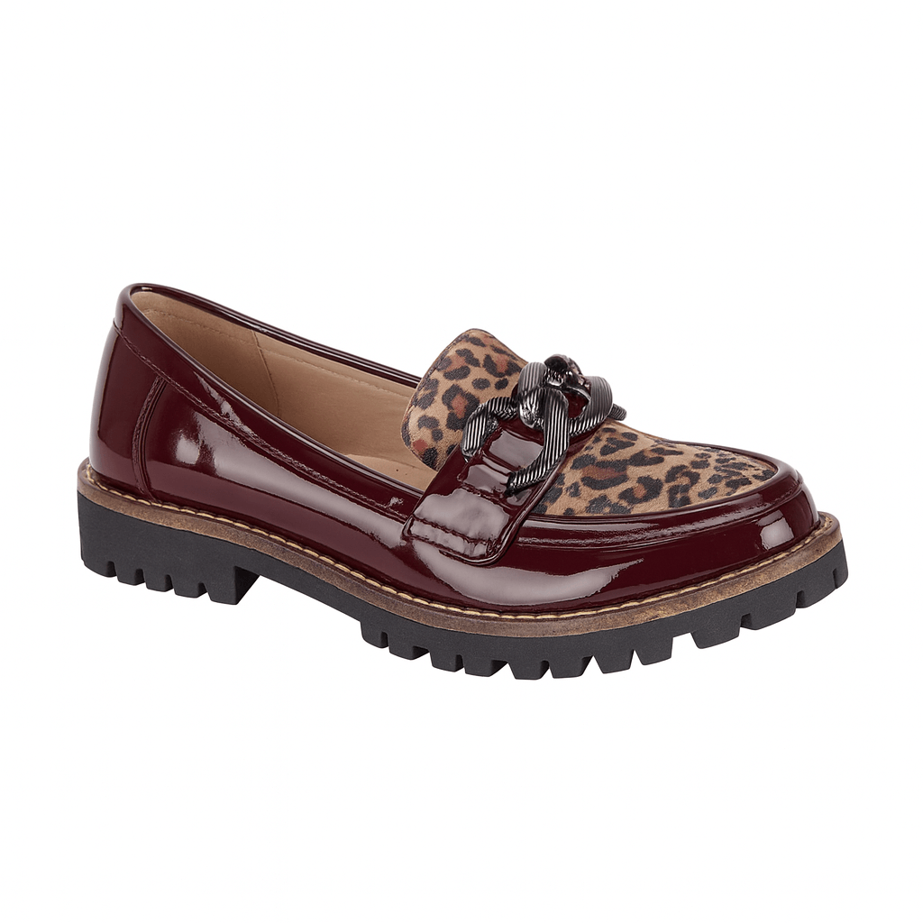 Shoes by Emma - Bombay Burgundy Patent/Leopard Ladies Shoe