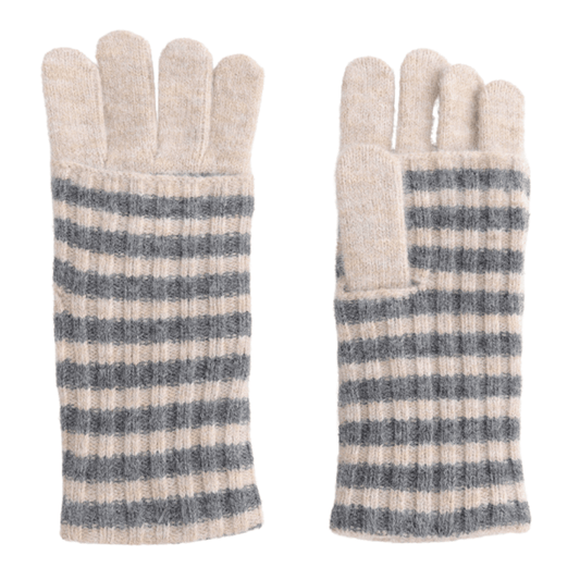 Wool Double Layer Stripes Gloves - 4 colours