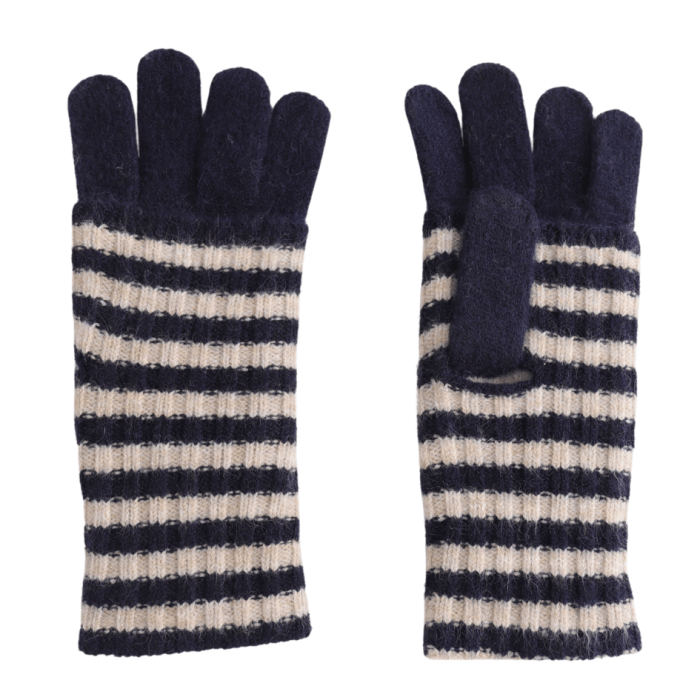 Wool Double Layer Stripes Gloves - 4 colours