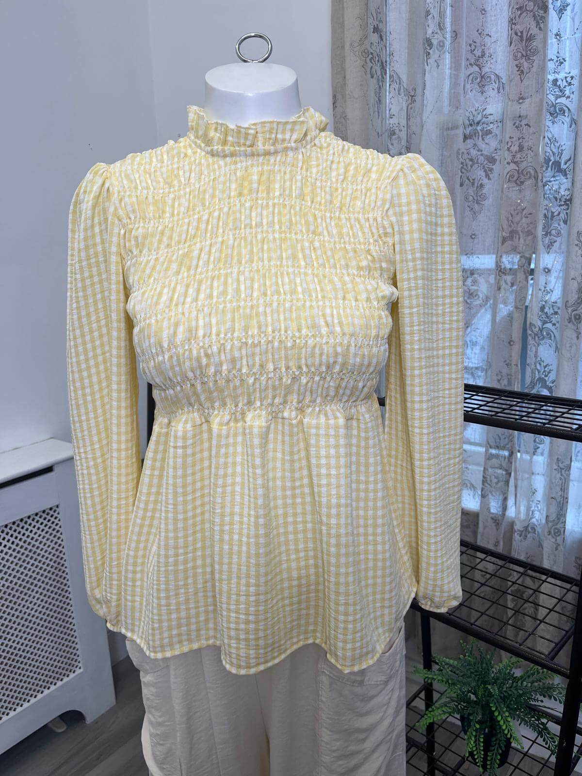 Ladies gingham check blouse