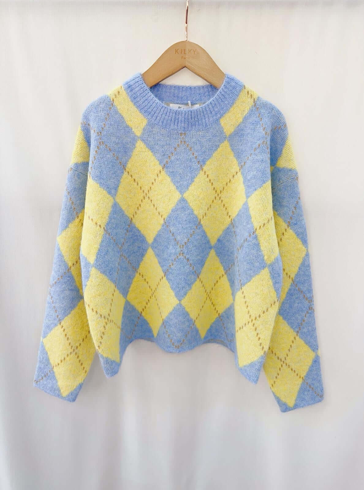 Ladies Argyle Boxy Jumper