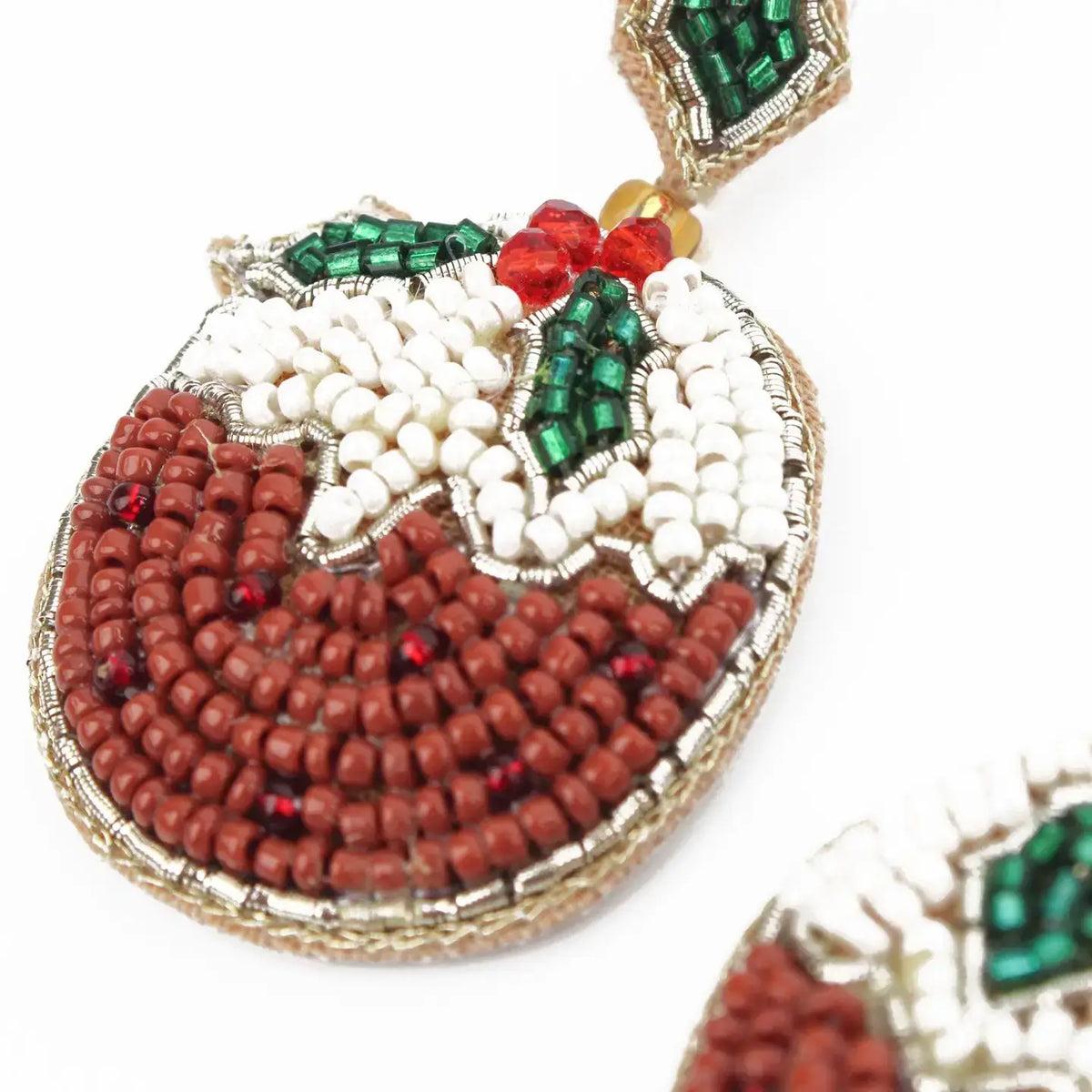 Christmas Pudding Beaded Earrings