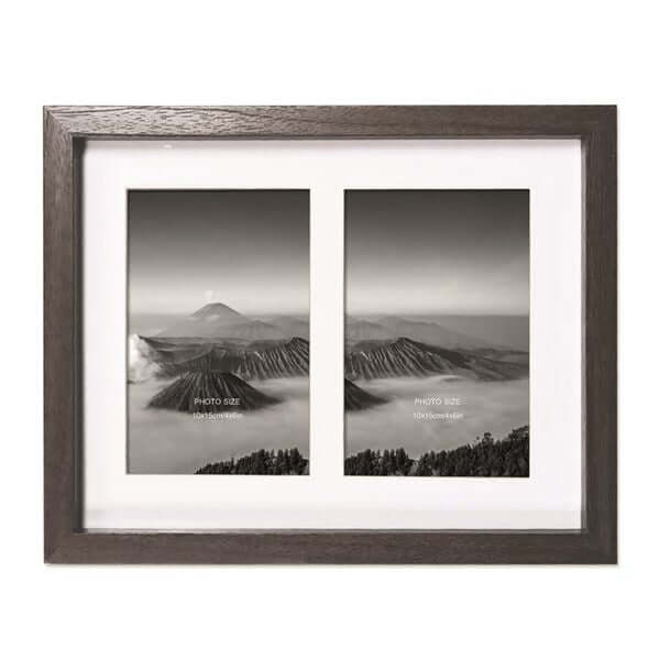 Dark Wood Photo Frame Double 4x6