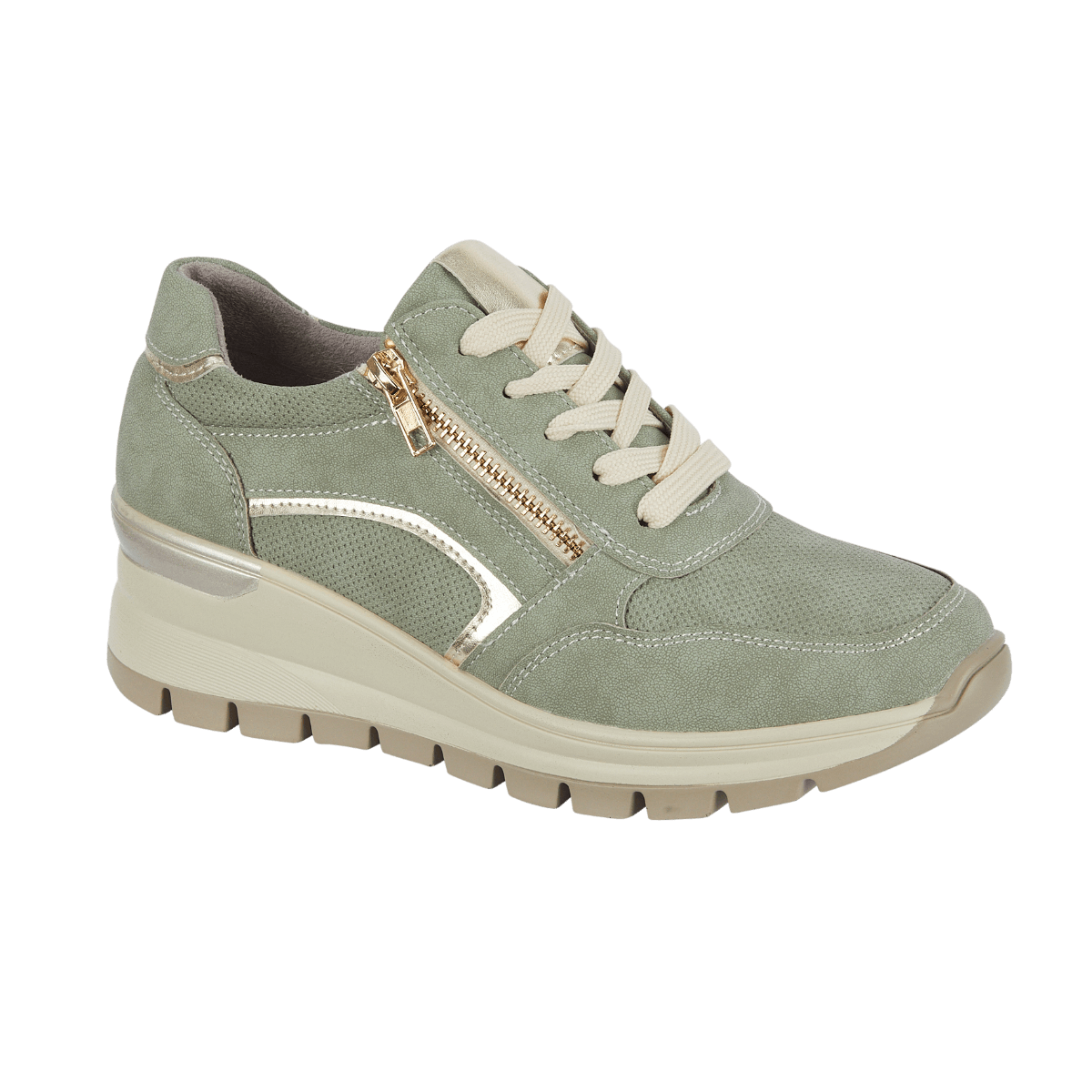 Dawlish Ladies Casual Trainer - Moss Green