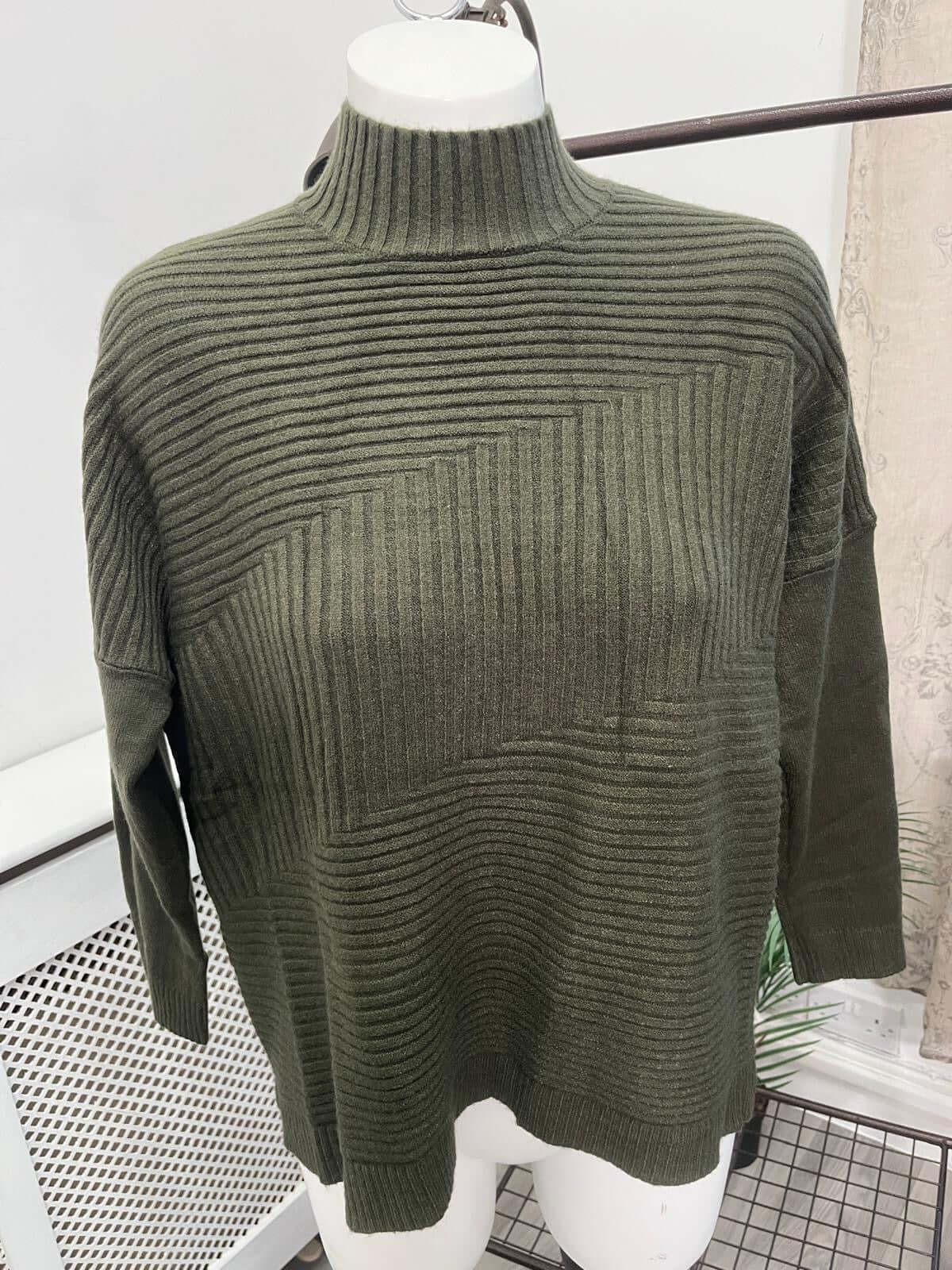 Sarah Cross Stripes Boxy High Neck Jumper