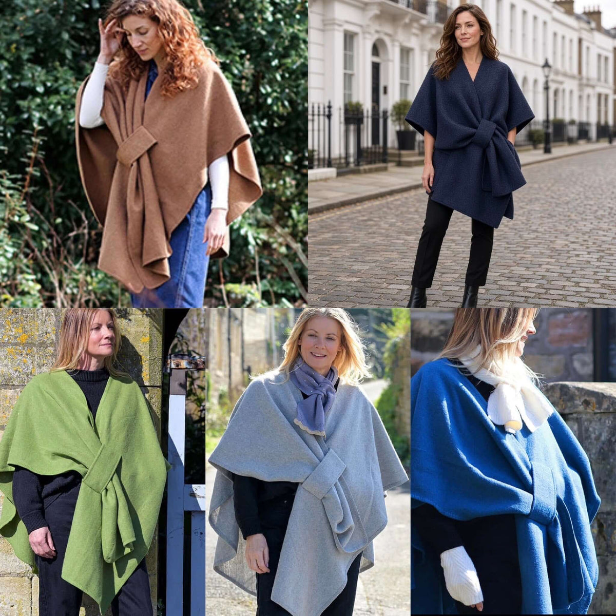 POM925 - Amelia grey self tie waist poncho