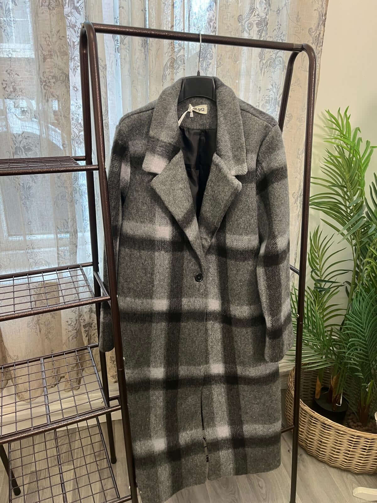 Brushed Formal Longline Checked Coat