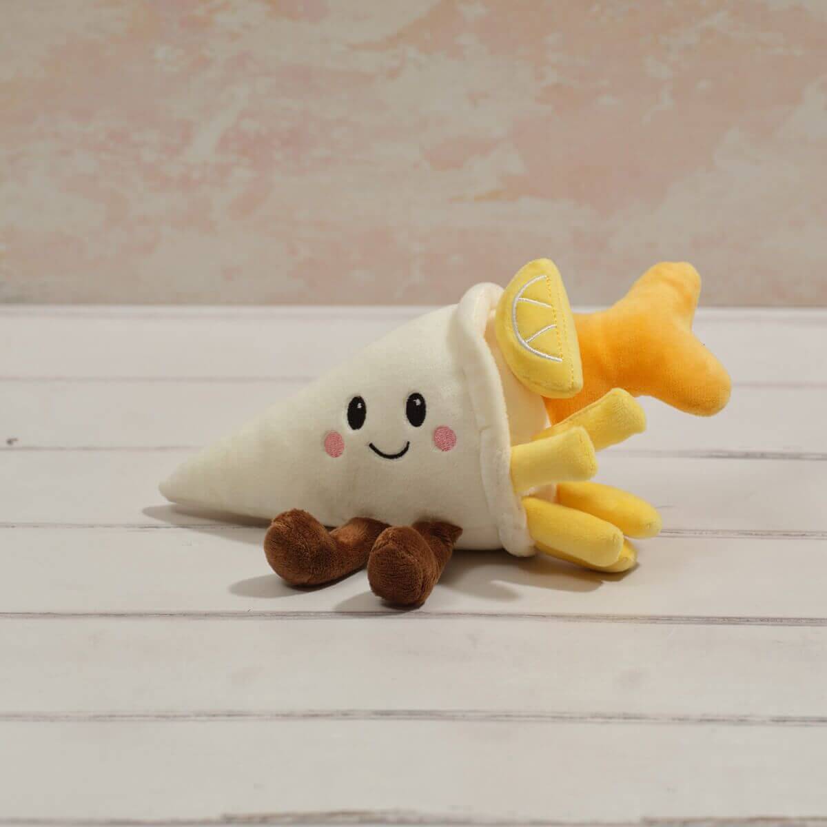Plush Novelty Beanie Fish and Chip Cone with Legs