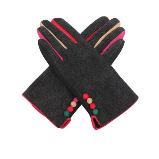 Multicoloured Button Detail Gloves