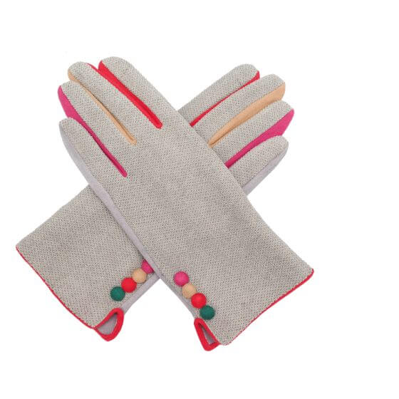 Multicoloured Button Detail Gloves
