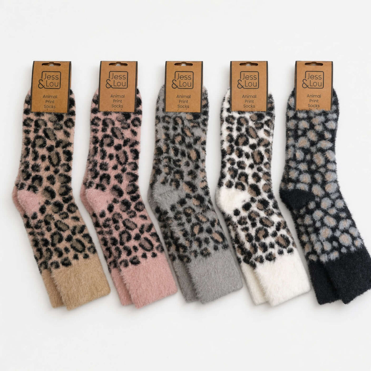 Jess & Lou - Fluffy Leopard Print Socks