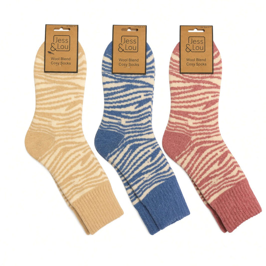 Jess & Lou - Zebra Print Cosy Socks