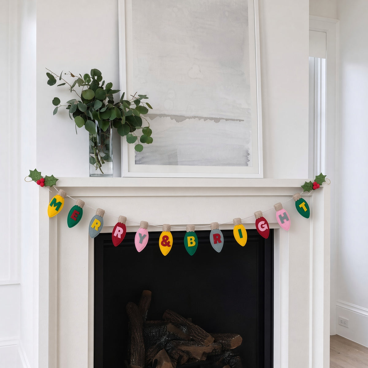 Kitschmas Merry and Bright Bauble Bunting Polyester Fabric