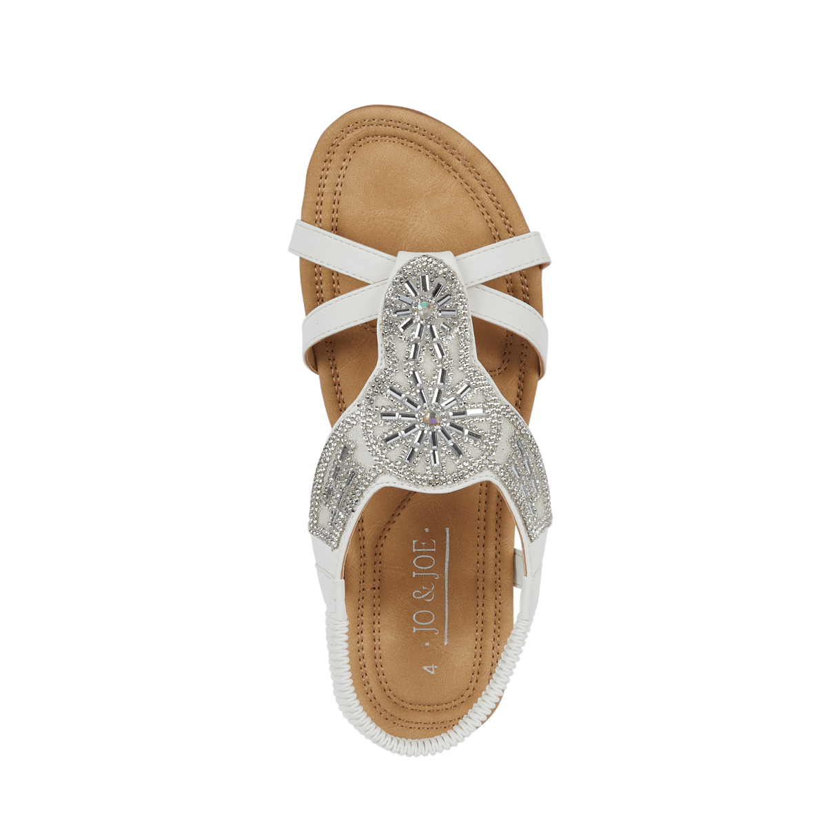 Halcyon Diamante Elasticated Back Sandal - White