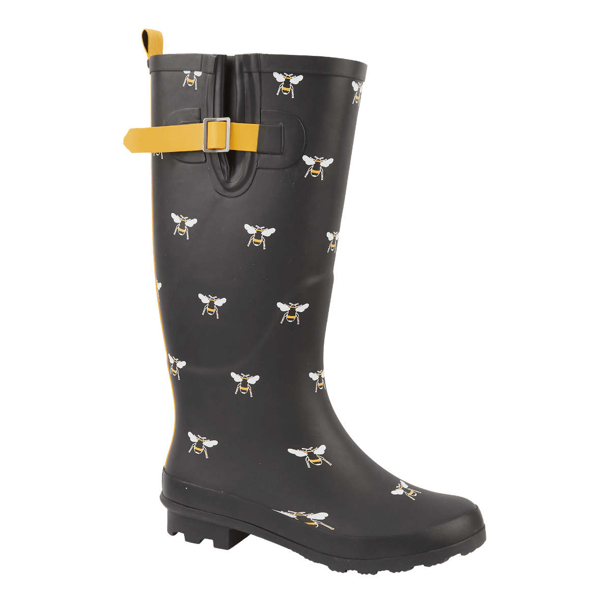 Ladies Honey Black Multi Wellington Boot