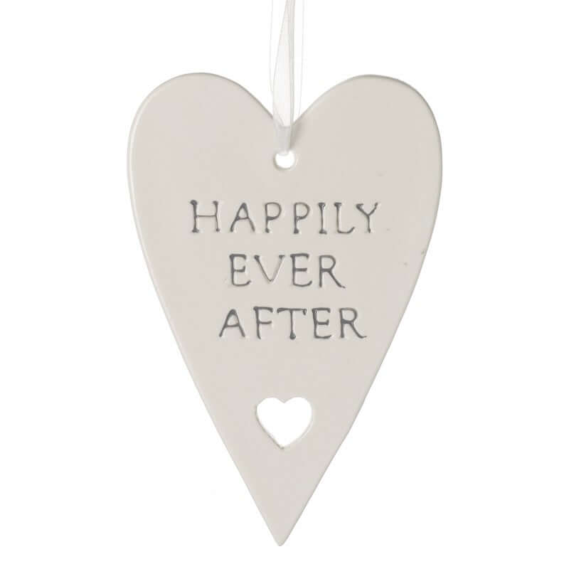 Hanging Ceramic Heart Plaque - "Happily Ever After"