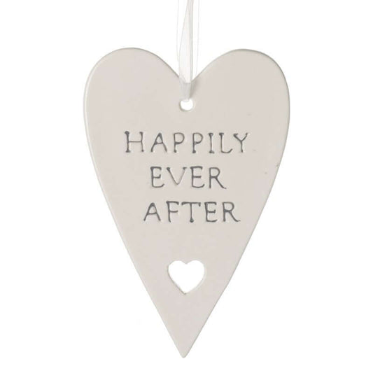 Hanging Ceramic Heart Plaque - "Happily Ever After"