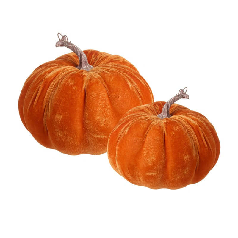 Large Velvet Pumpkins - Set of 2