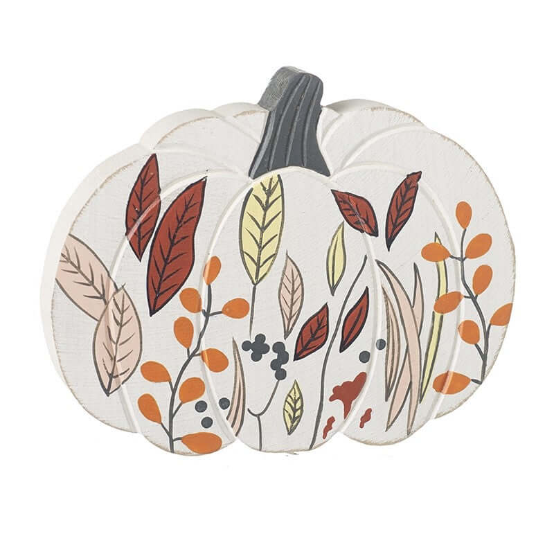 Autumn Leaves Wooden Pumpkin Decoration