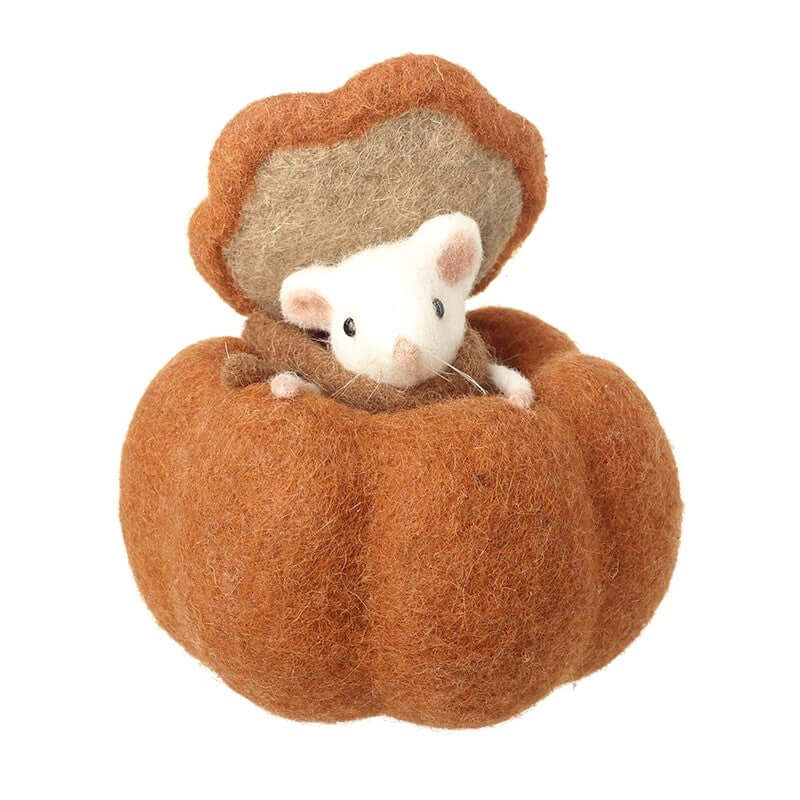 Autumn Felt Mouse Pumpkin Decoration