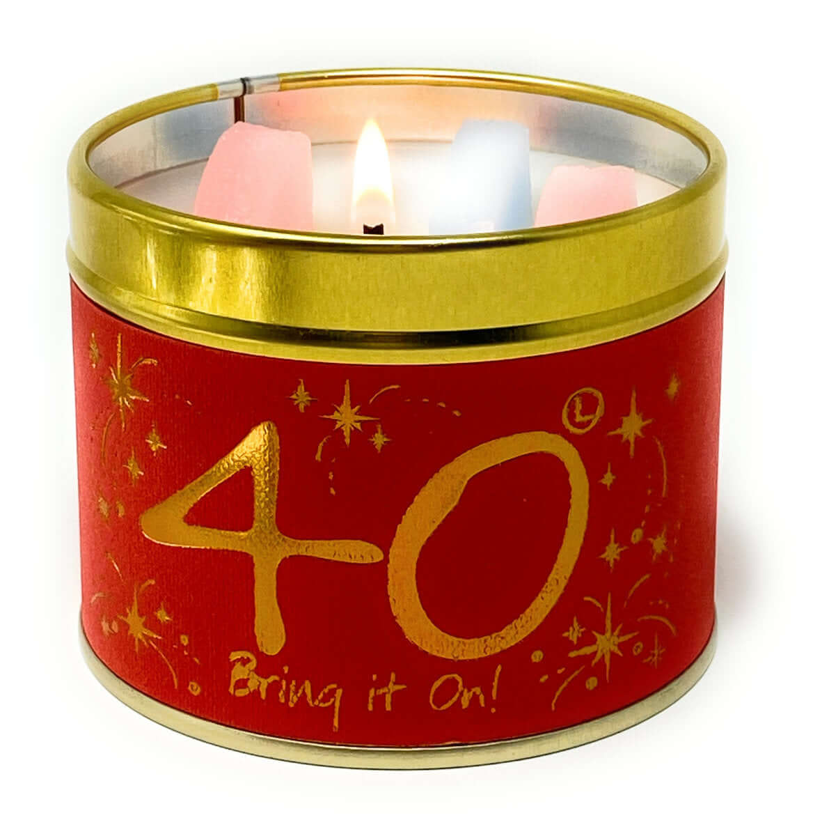 Lily Flame Happy Birthday 40th Scented Candle Tin