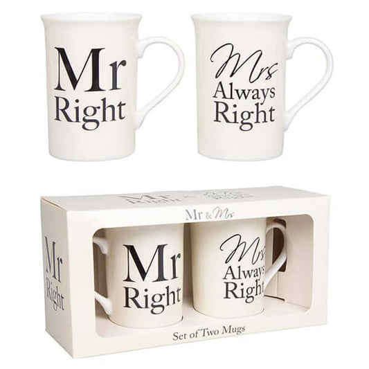 Mr & Mrs Right Mugs Boxed Pair