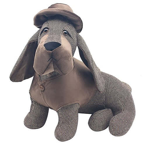 Herringbone Dachshund Doorstop