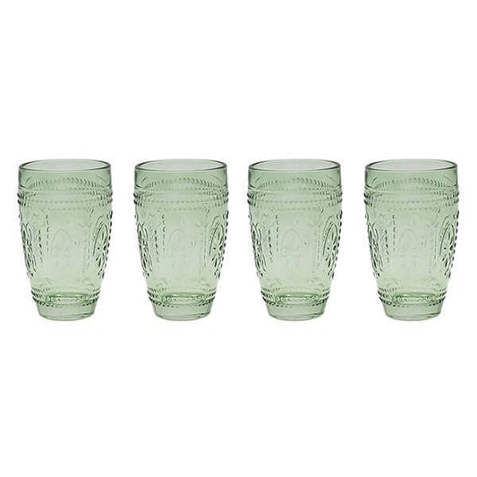 Set of 4 Green Victorian Glass Tumblers