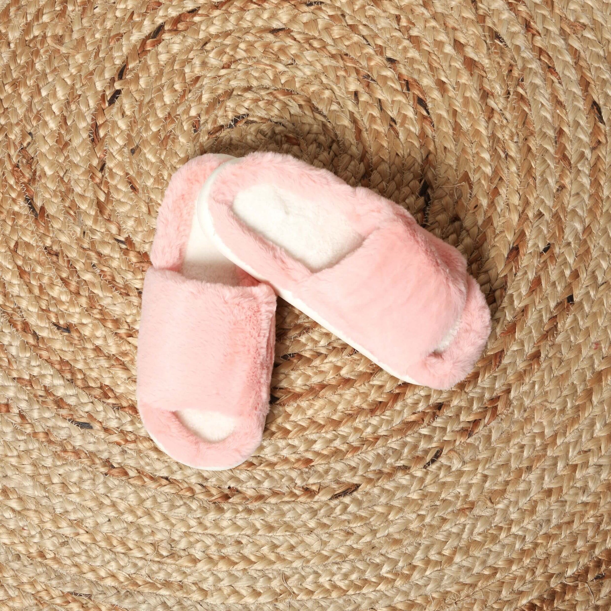 Pink Fluffy Slider Style Slippers