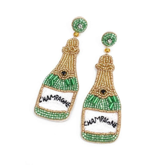 Champagne Bottle Beaded Earrings