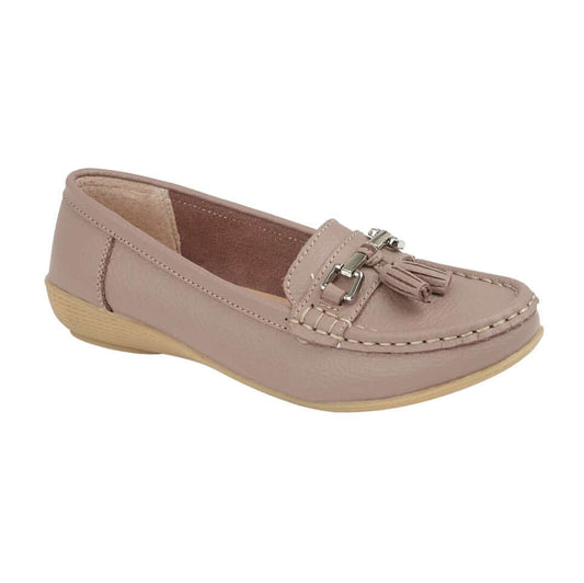 Nautical Real Leather Loafer - Dusky Rose