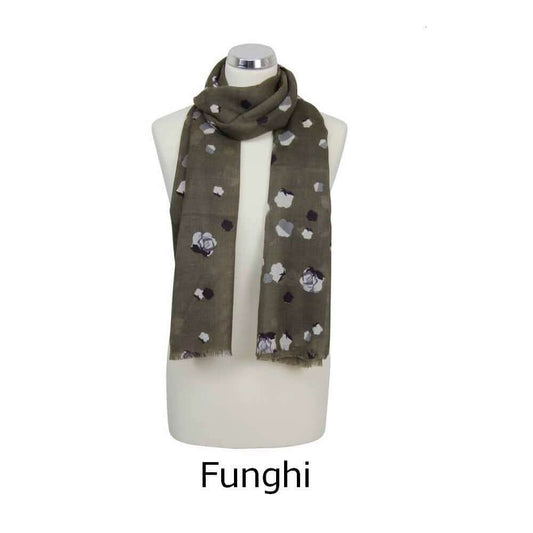 Peony London - Block Rose Pure Wool Scarf/Wrap in Funghi