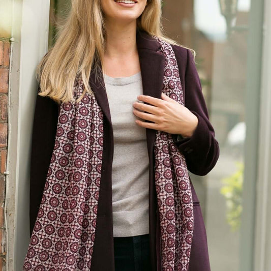 Peony London - Mosiac Print Scarf in Aubergine