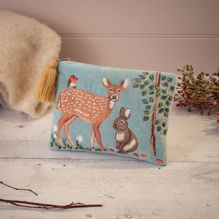 Woodland Animals Velvet Pouch